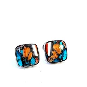 Mosaic stones sterling silver cufflinks by alan k. thau